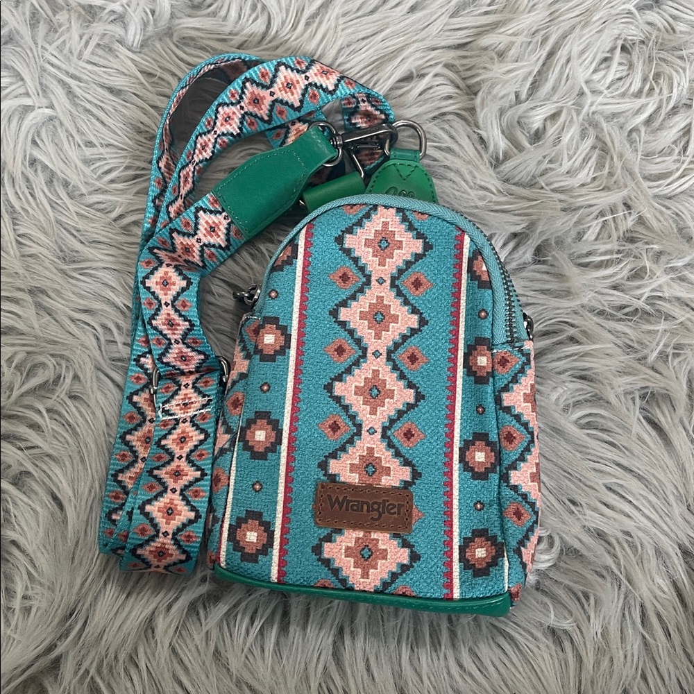 Wrangler Turquoise and Coral Crossbody Bag